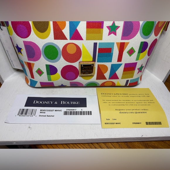 NWT Dooney & Bourke Art Deco Domed Satchel - White Multi - Picture 2 of 7